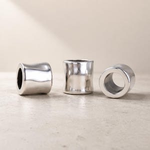 Hammered Sterling Silver Plated Tube Beads, 4mm Hole (Qty 8)