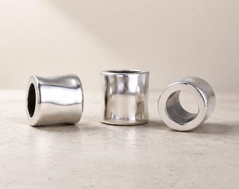 Hammered Sterling Silver Plated Tube Beads, 4mm Hole (Qty 8)