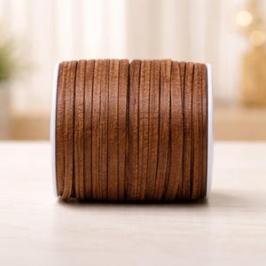 Vintage Flachlederkordel 5 mm – Kamelbraun, echtes spanisches Leder (1 Meter)
