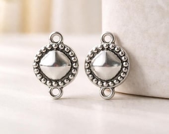 2 Ethnic round connector-Jewelry findings-earring connector-Antique silver-Jewelry supplies-Qty 2