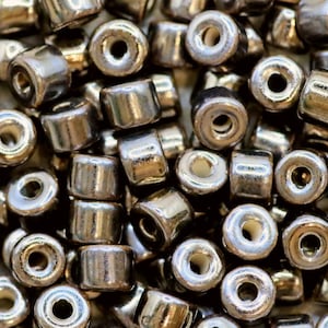 Perline greche in tera cotta con patina marrone metallizzata per la creazione di gioielli - Perline in tubo di ceramica con foro grande - Perline in ceramica greca - -Qtà 10