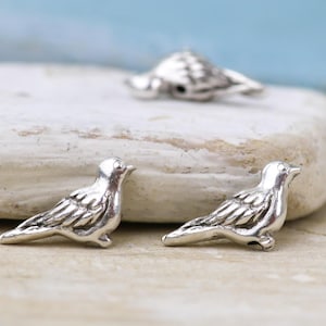 4pcs-Little Bird Bead - Tierra Cast Metal Beads - Pewter - Jewelry Making Supply-Greek Castings-Qty 4