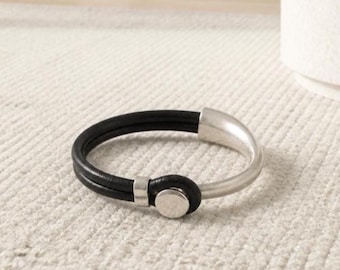 Zamak Half Cuff Bracelet, 4mm Cord Clasp, Silver Plated