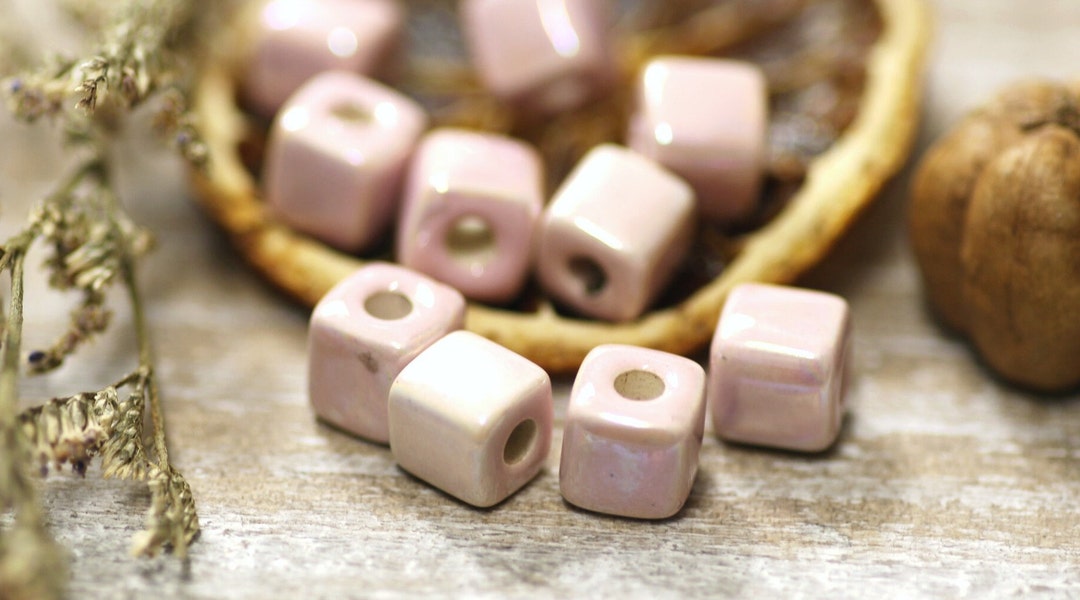 Oil Enameled Pink Cube Beadbeads for Leather Cordmykonos Etsy