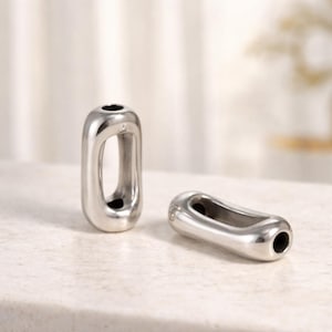 Perles coulissantes martelées en argent antique, fonte de métal rectangulaire (quantité 6)