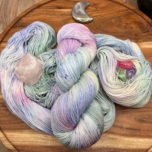 Windsong-hand dyed-superwash merino-nylon-pastel-rainbow-speckled-knit-crochet-spring-Easter-yarn-gift-made to order. image 1