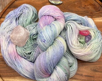 Windsong-hand dyed-superwash merino-nylon-pastel-rainbow-speckled-knit-crochet-spring-Easter-yarn-gift-made to order.