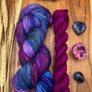 Berry Crush sock set-hand dyed-superwash merino/nylon-pink-purple-blue-jewel tone-knitting-crochet-sock yarn-indie dyed-gift yarn.