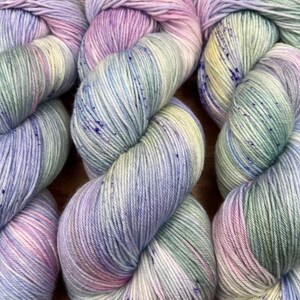 Windsong-hand dyed-superwash merino-nylon-pastel-rainbow-speckled-knit-crochet-spring-Easter-yarn-gift-made to order. image 9