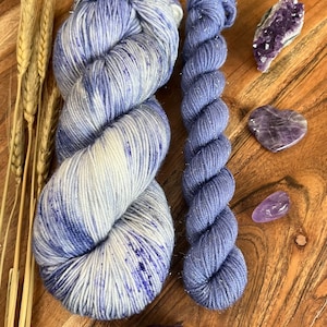 Periwinkle Promise-sock set-hand dyed-superwash merino/nylon-knitting-crochet-purple-gray-silver sparkle-sock yarn-gift