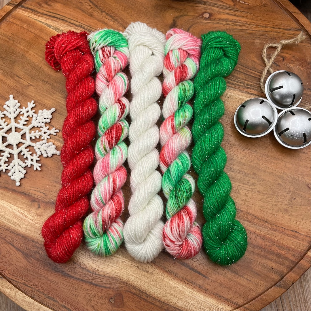 Candy Cane Wishes-hand Dyed-superwash Merino-nylon-red-green-christmas ...