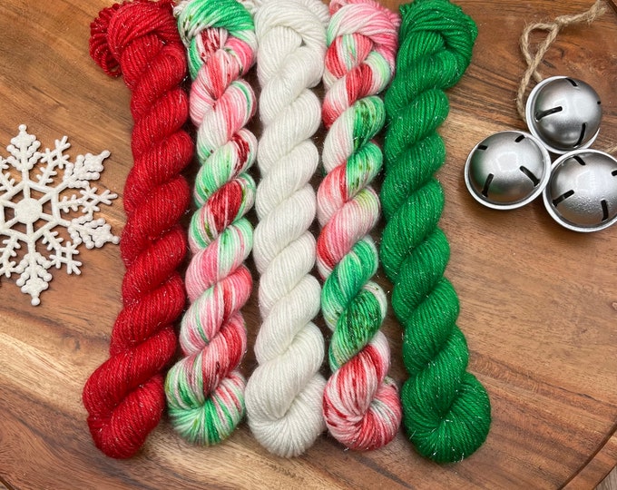 Candy Cane Wishes-hand Dyed-superwash Merino-nylon-red-green-christmas ...