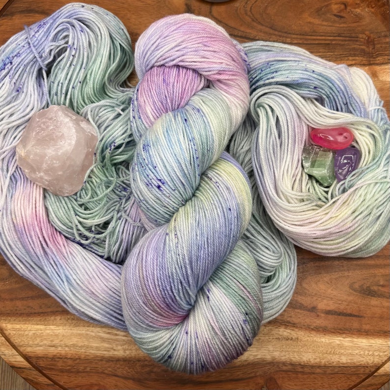 Windsong-hand dyed-superwash merino-nylon-pastel-rainbow-speckled-knit-crochet-spring-Easter-yarn-gift-made to order. image 5