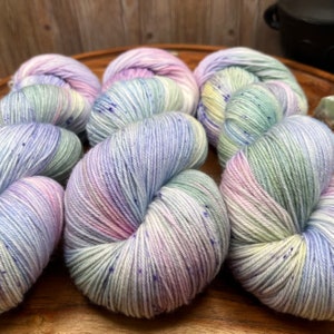 Windsong-hand dyed-superwash merino-nylon-pastel-rainbow-speckled-knit-crochet-spring-Easter-yarn-gift-made to order. image 8