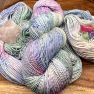 Windsong-hand dyed-superwash merino-nylon-pastel-rainbow-speckled-knit-crochet-spring-Easter-yarn-gift-made to order. image 3