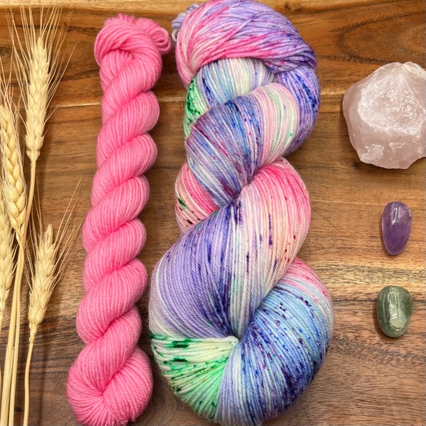 Kawaii Summer-sock set-hand dyed-superwash merino-nylon-pastel-speckled-fingering-indie yarn-gift set.