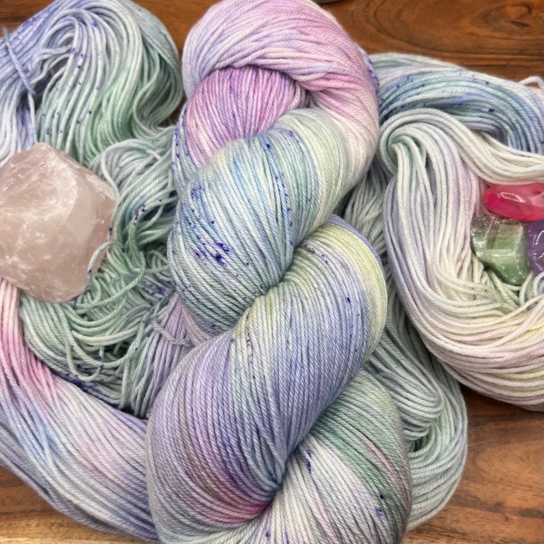 Windsong-hand dyed-superwash merino-nylon-pastel-rainbow-speckled-knit-crochet-spring-Easter-yarn-gift-made to order. image 2