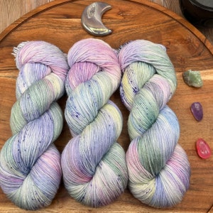 Windsong-hand dyed-superwash merino-nylon-pastel-rainbow-speckled-knit-crochet-spring-Easter-yarn-gift-made to order. image 6