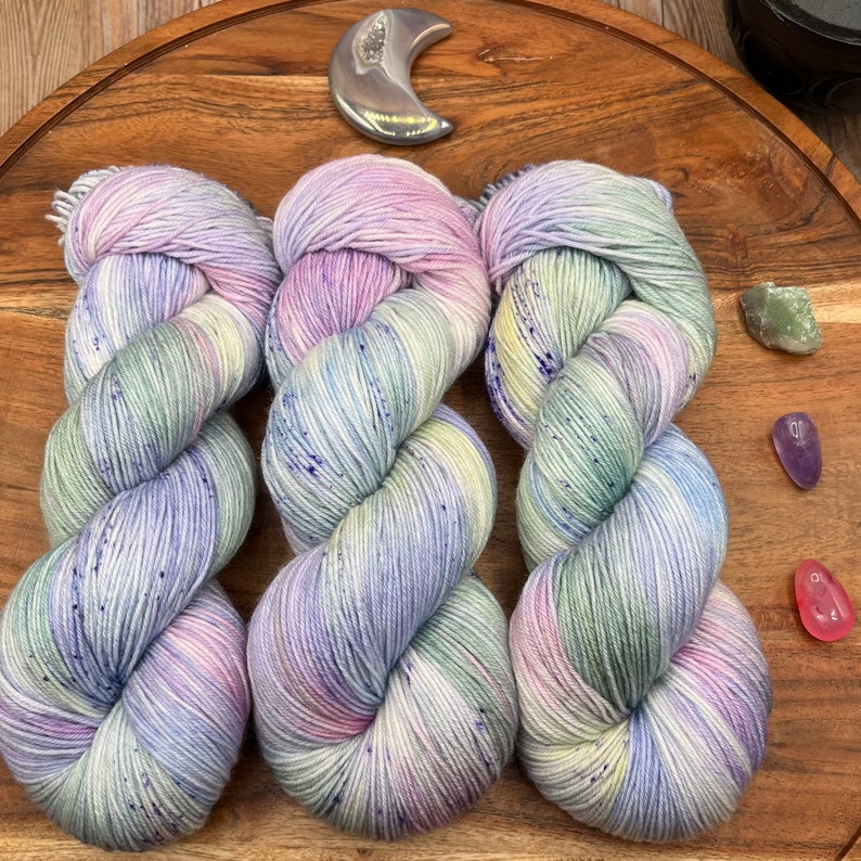 Windsong-hand dyed-superwash merino-nylon-pastel-rainbow-speckled-knit-crochet-spring-Easter-yarn-gift-made to order. image 6