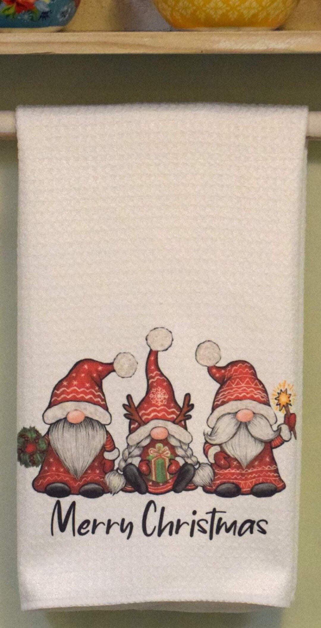 Merry Christmas Gnome Kitchen Towel Etsy