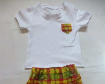 Set aus Madras-Shorts und T-Shirt für Kinder von 3 Monaten bis 3 Jahren