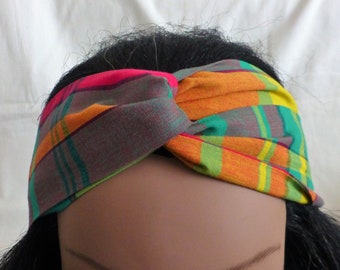 Bandeau / Headband / Turban "Cayenne" en tissu Madras