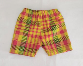 Children's madras shorts from 3 months to 3 years