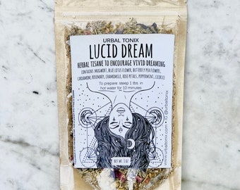 Lucid Dream Herbal Tea | Organic tea for intensifying dreams, soothing nerves anxiety + stress, vivid dreaming, euphoria tea