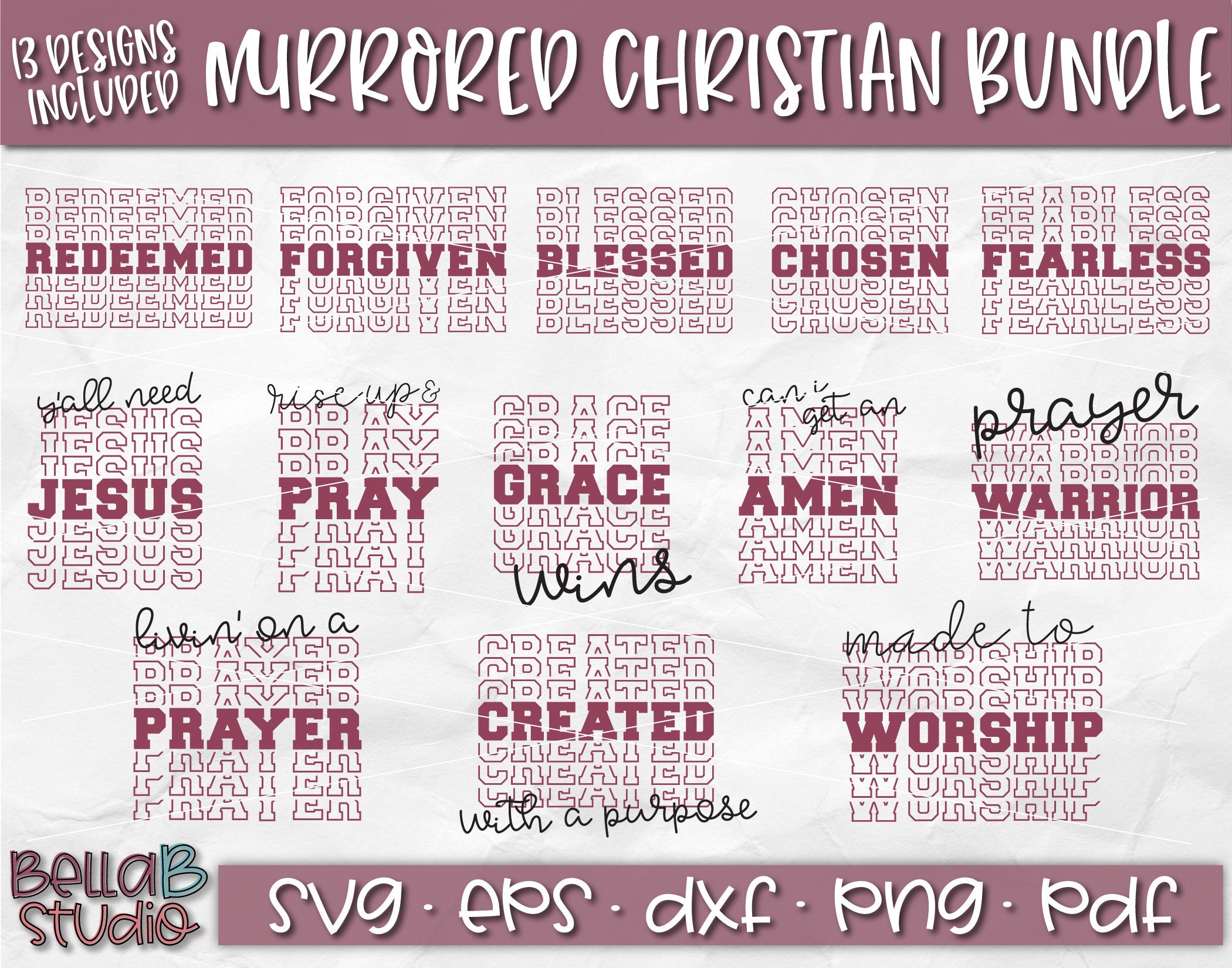 Download Mirrored Svg Echo Svg Christian Quotes Svg Bundle Redeemed Etsy
