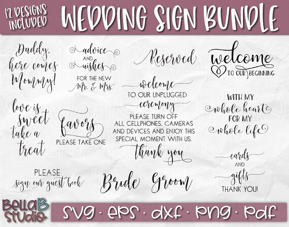 Download Wedding Svg Bundle Wedding Sign Svg Wedding Sign Svg Bundle Etsy
