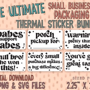 Thermal Stickers PNG Bundle,Thermal Label PNG, Small Business Thermal Label, Digital Download, Thermal Stickers PNG, Packaging, 2.25x1.25