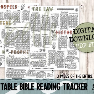 Minimalistischer Boho Bibellesetracker, Schriftlesetracker, Coloring Tracker, Bibelstudium, Bibellesen, selbst drucken, digital