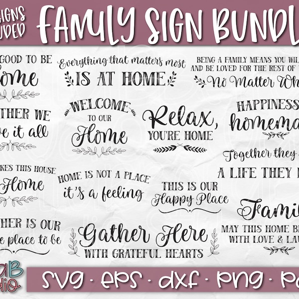 Svg Files, Family SVG Bundle, Family Quotes, Family Sign SVG, Wood Sign SVG, Svg Bundle, Home Svg Bundle, Cut files for Silhouette, Cricut