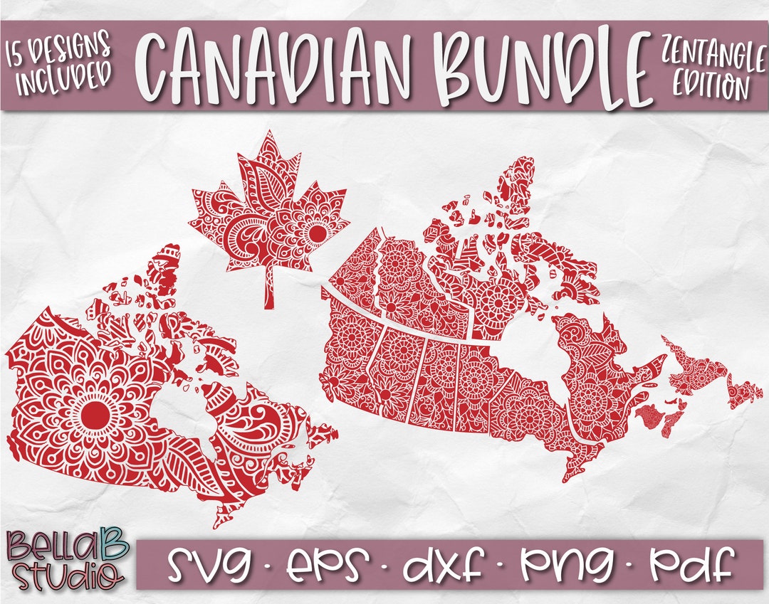 Canada SVG Bundle Zentangle Canada SVG Canadian SVG Canada Etsy Canada