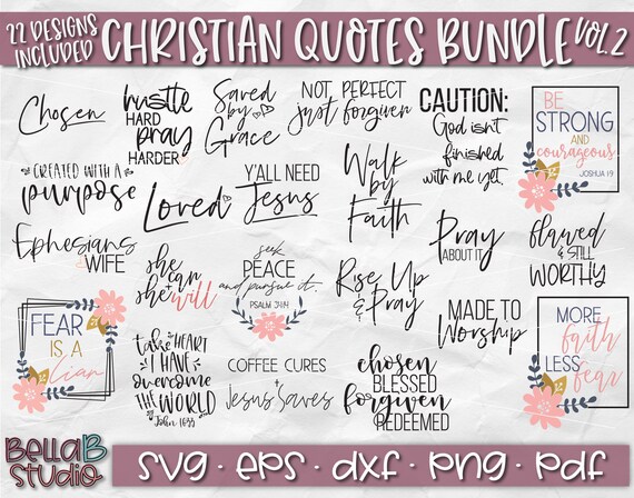 Christian Quotes Svg Bundle Christian Svg Chosen Hustle Etsy