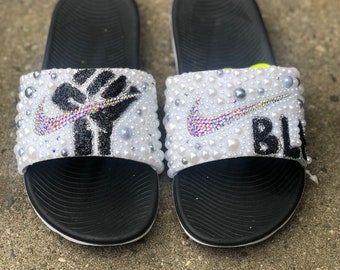 nike slides with diamonds