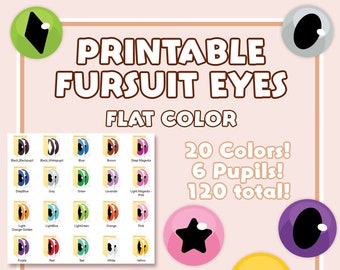 Flat Color Printable Fursuit Eyes - DIGITAL DOWNLOAD ONLY - Cute, Clean, Stylized, Vector - style eyes for buckram mesh fursuits