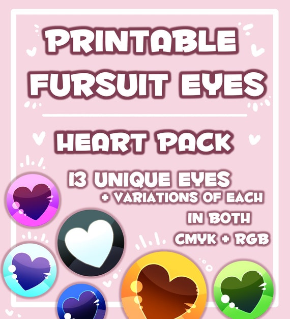 Heart Printable Fursuit Eyes DIGITAL DOWNLOAD ONLY Cute,, 49% OFF