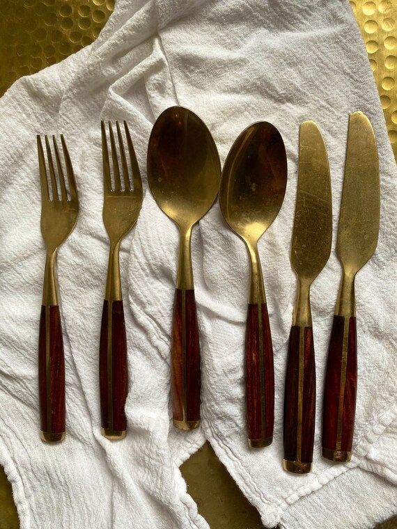 Thai Bronze Flatware for 2 Vintage THAI BRONZE Flatware Etsy