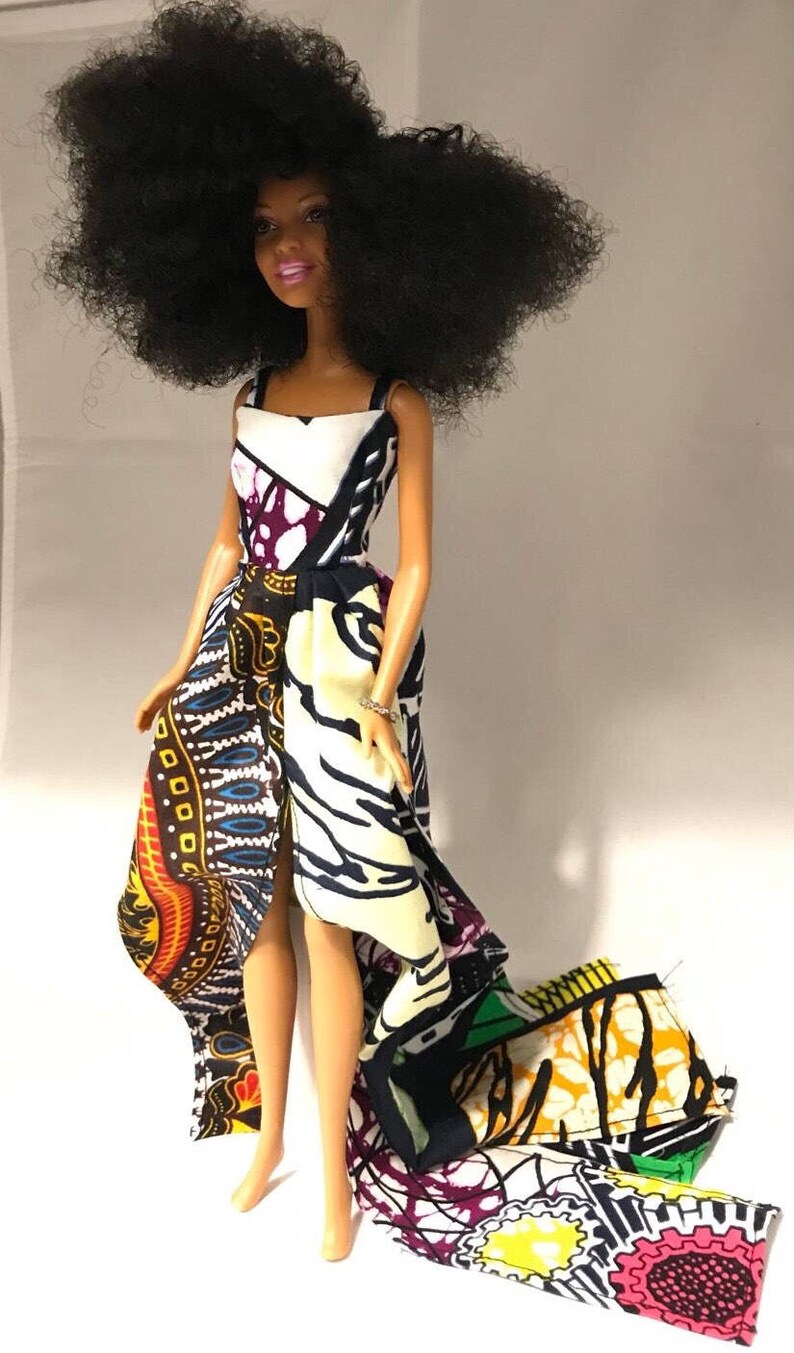 Afro Hair Black Doll Blackbarbie African Print Long Dress Etsy