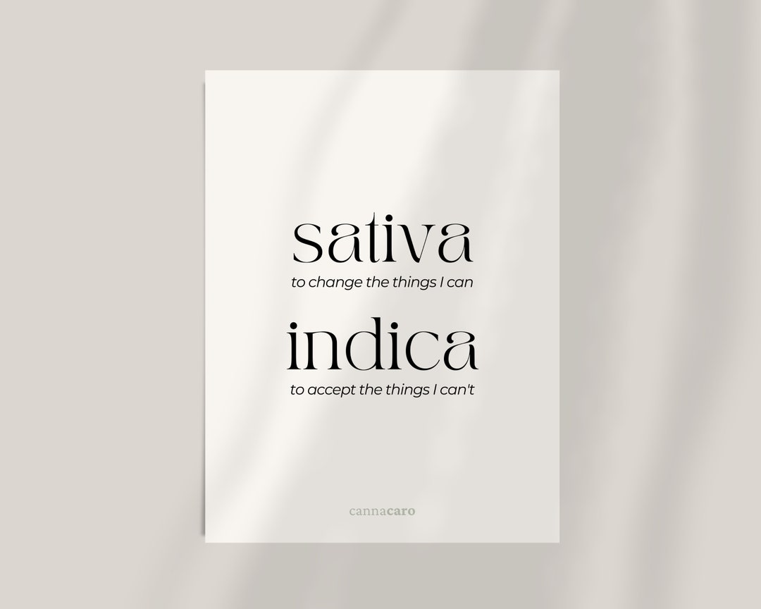 Cannabis Typography Poster Sativa Indica Serenity Prayer Parody ...