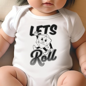 Nerdy Baby Bodysuit | Let&#39;s Roll | Nerd Baby Clothes | Nerdy Baby Toddler Bodysuit | Baby Shower Gift | Cute Dnd Baby Shirt
