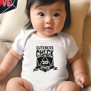 Nerdy Baby Bodysuit | Cuteness Check d20 Critical Hit | Nerd Baby Clothes | Nerdy Baby Toddler Bodysuit | Baby Shower Gift | Dnd Baby Shirt