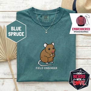 Embroidered Field Engineer Shirt Comfort Colors 1717 | Engineering Graduation Gift T-Shirt | Tech Field Ops Mouse Top | STEM Career Gifts