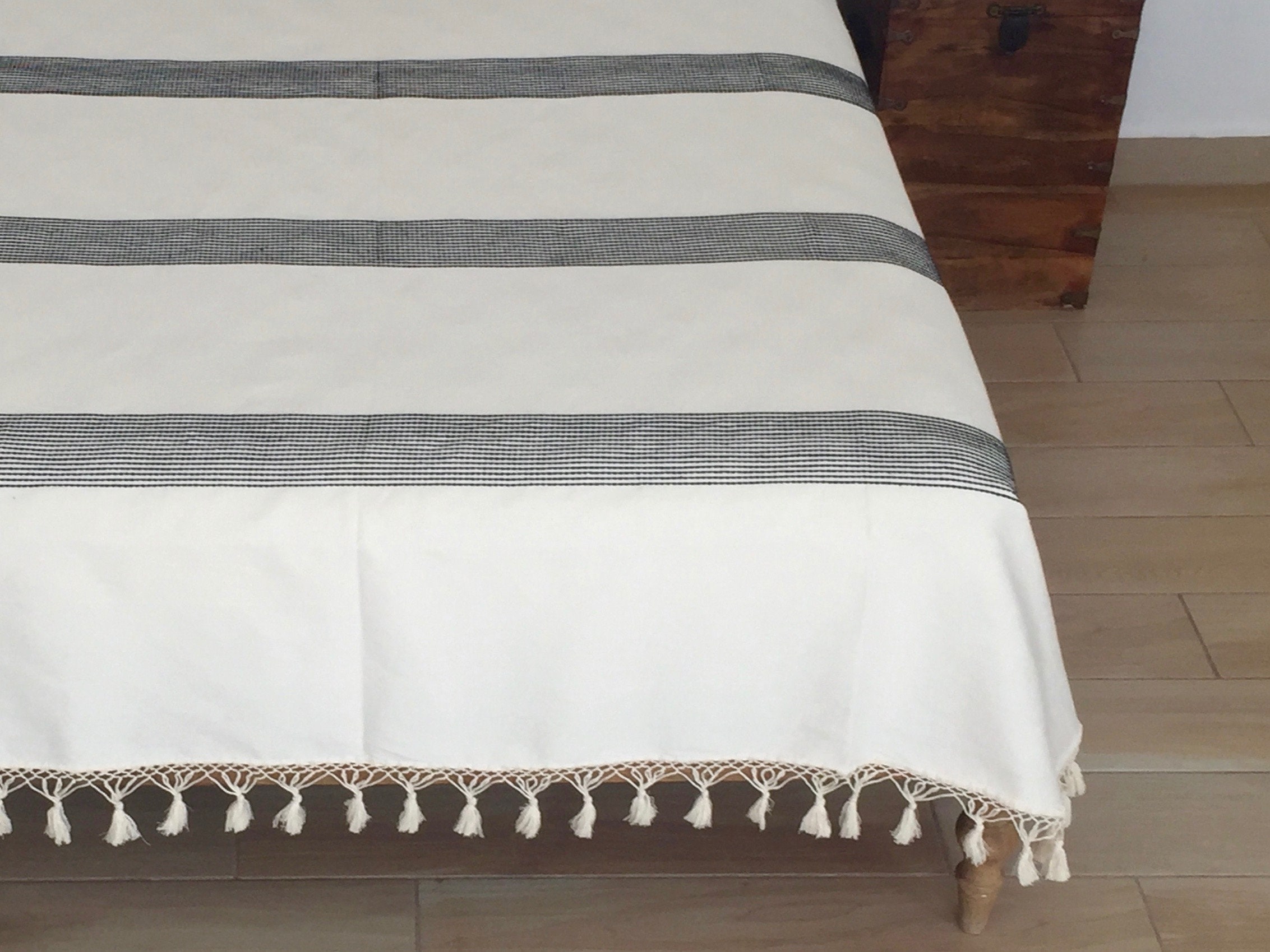 Handwoven Mexican Cotton Bedspread 100 Organic Oaxacan Etsy