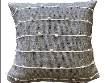 Handwoven Textured wool pillow cover, home decor, Mexican organic wool, gift, pillows