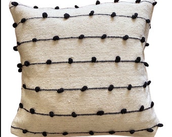 Handwoven Textured wool pillow cover, home decor, Mexican organic wool, gift, pillows