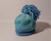 Blue baby hat 3- 6 m Knitting baby hat Baby boy hat handmade hat pom pom hat
