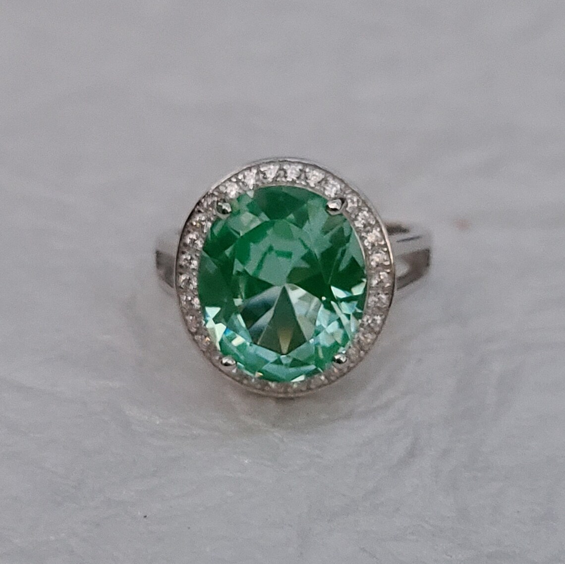 Green Spinel ringSynthetic Spinel Rhodium plated ringSpinel Etsy