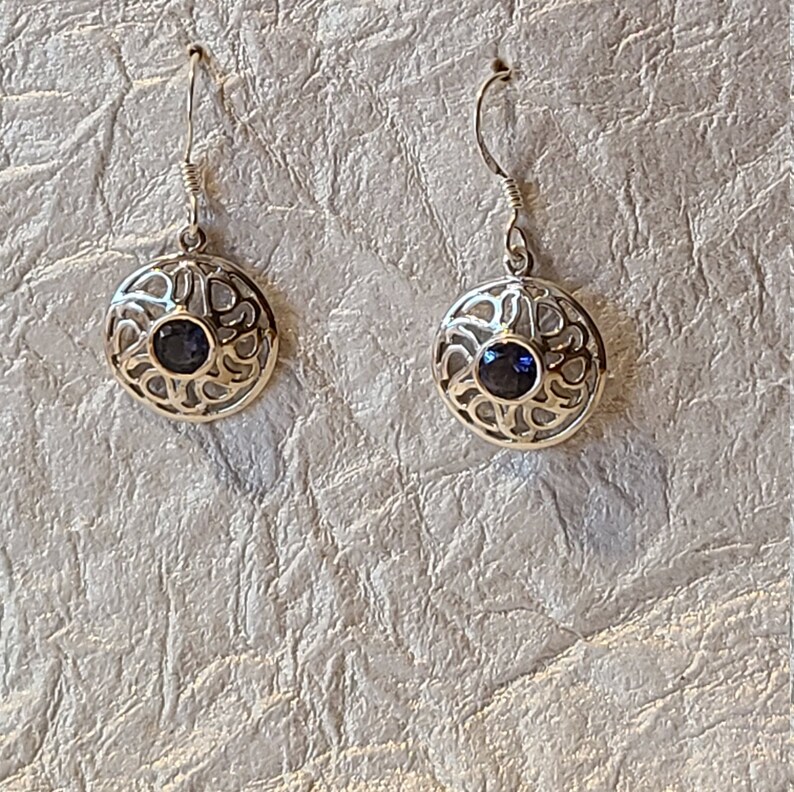 Iolite Earrings in Sterling Silver-Gemstone Earrings-Silver Earrings-Gemstone jewelry-Women Earrings-Dangle and Drop Earrings-Special Gift